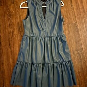 Fate Teal Faux Leather Dress